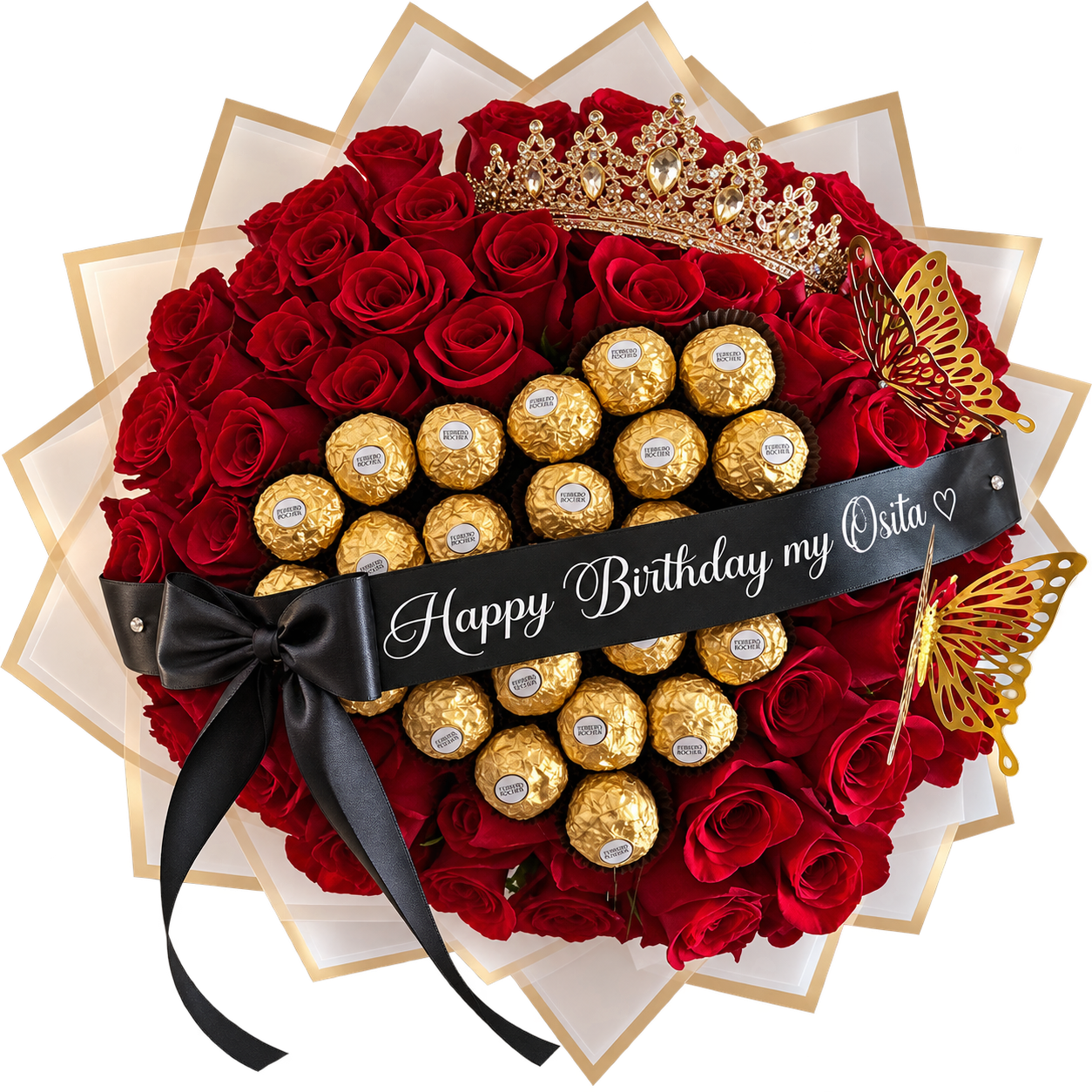 75 Real Roses with Ferrero Rocher