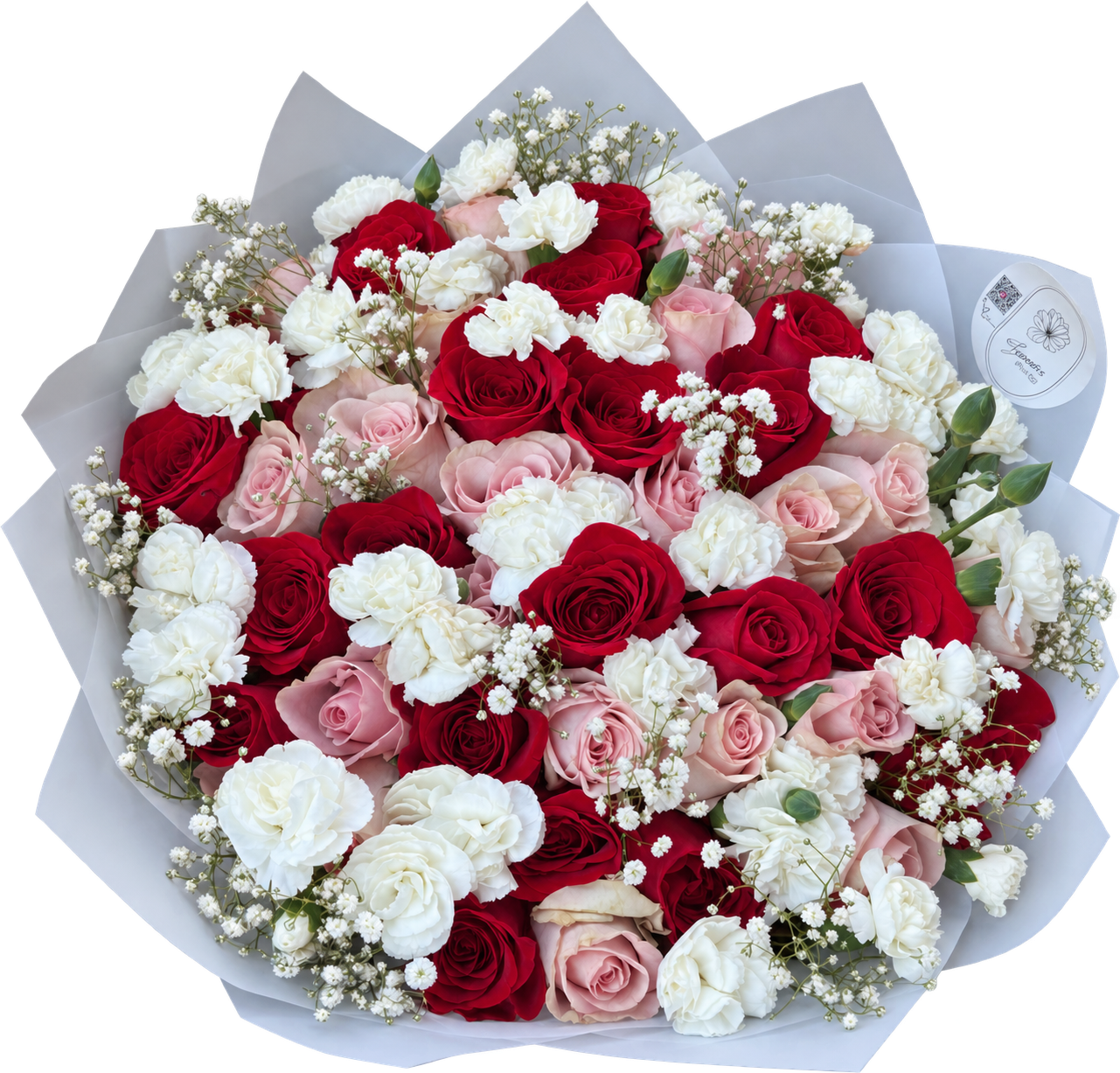 50 Real Roses with Mini Carnations